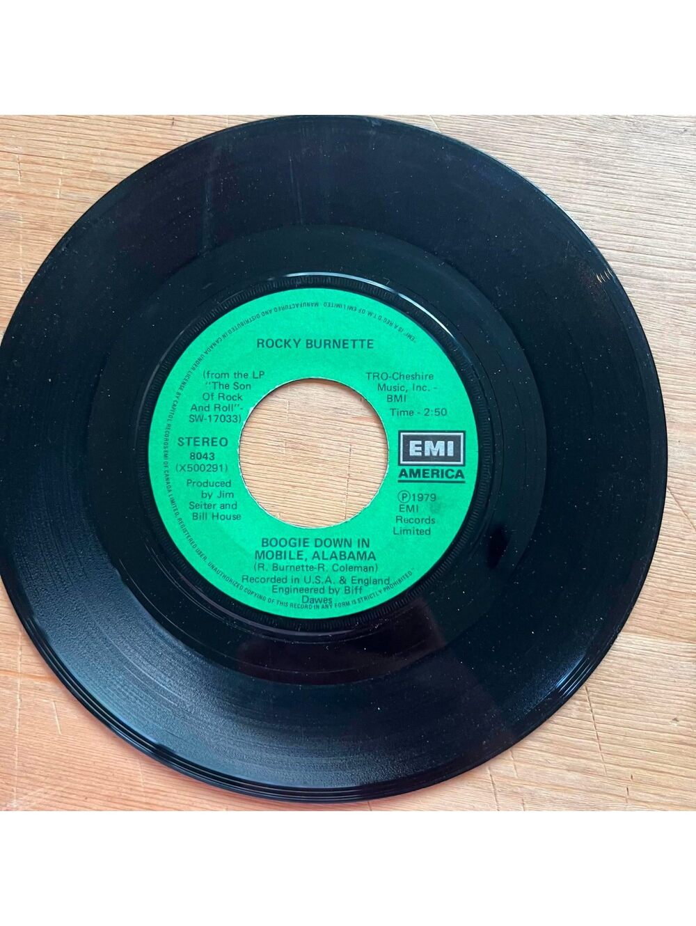 Rocky Burnette - Tired of Toein' the Line 45rpm VG+ R89